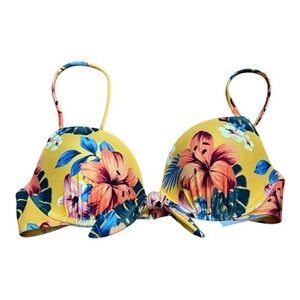 Hollister Bikini Top Womens 34A Floral Padded Underwire Swim Swimwear Summer